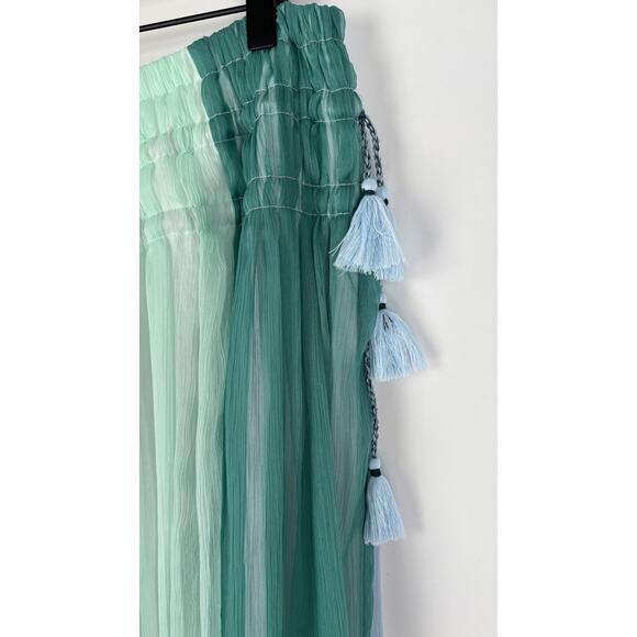 Neiman Marcus Pull On Colorblock Striped Maxi Skirt Womens Size Large Blue Crepe - Picture 2 of 10